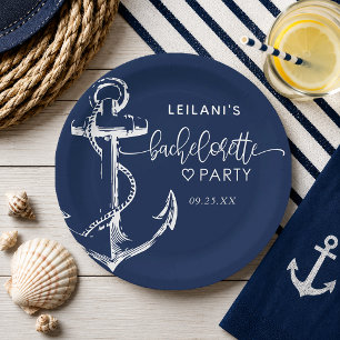 Nautical Anchor Bachelorette White Paper Plates