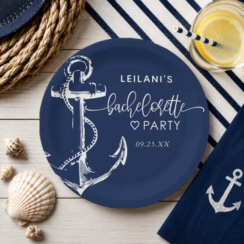 Nautical Anchor Bachelorette White Paper Plates