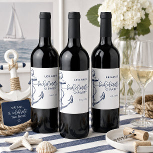 Nautical Anchor Bachelorette White Wine Label