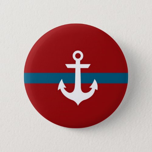 Nautical Anchor Badge Button _ Navy Blue  Red