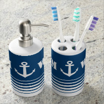 Nautical anchor bathroom set with custom monogram