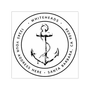 Nautical Anchor Beach Address Self-inking Stamp