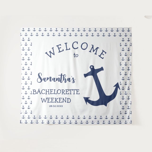 Nautical Anchor Beach Bachelorette Party Backdrop (Front (Horizontal))