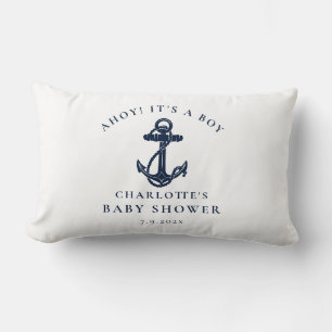 Nautical Anchor Beach Boy Baby Shower Lumbar Pillow