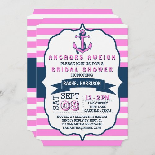 Nautical Anchor Beach Bridal Shower Invitations