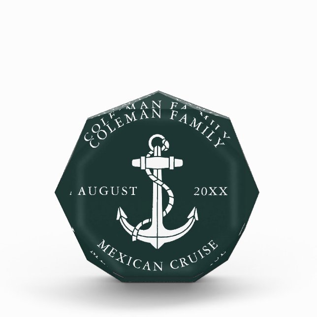 Nautical Anchor Beach Cruise Custom Acrylic Award (Front)