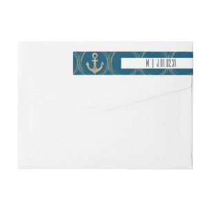 Nautical Anchor Beach Faux Foil Gold Wedding Logo Wrap Around Label