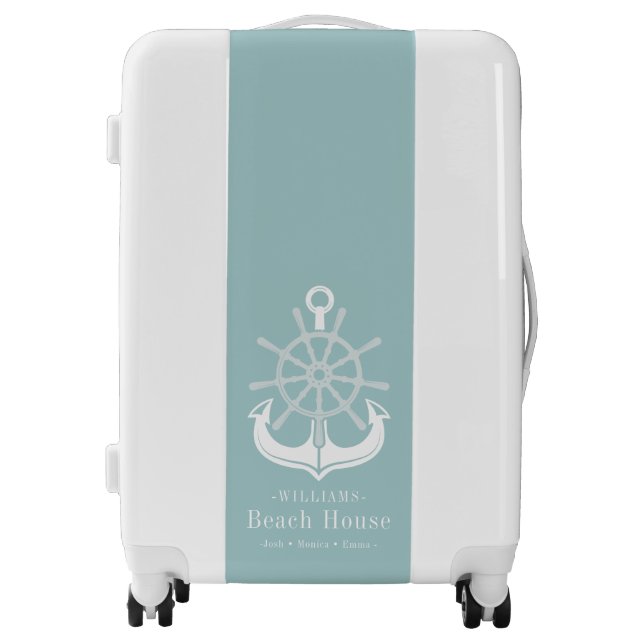 Nautical Anchor Beach House Family Name Luggage (Front)