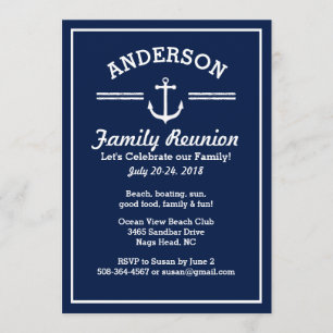 Nautical Anchor Beach House Family Reunion Trip Invitation