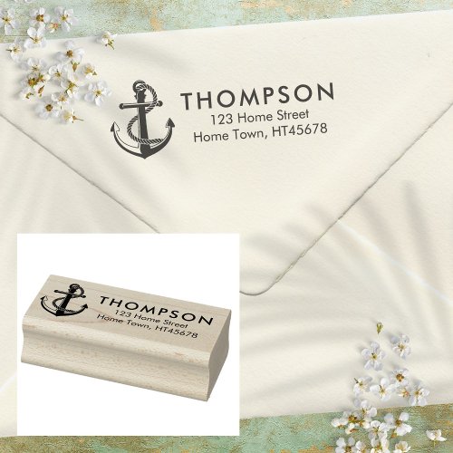 Nautical Anchor Beach Lake House Return Address Rubber Stamp