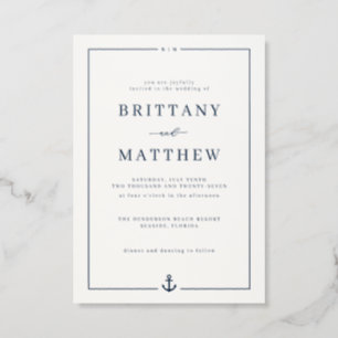Nautical Anchor Beach Wedding Letterpress Invitation