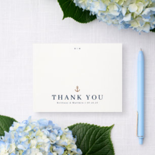 Nautical Anchor Beach Wedding Letterpress Thank You Card