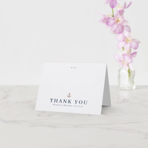 Nautical Anchor Beach Wedding Letterpress Thank You Card