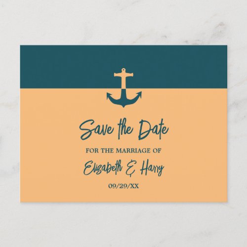 Nautical Anchor Beach Wedding Save The Date Postcard