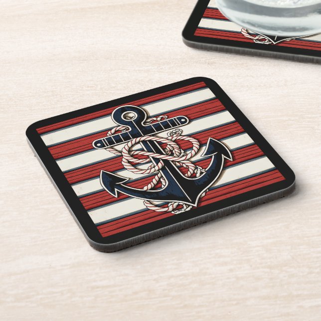 Nautical Anchor Beverage Coaster (Left Side)