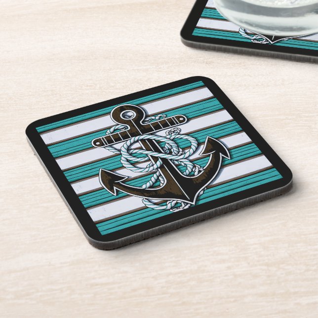 Nautical Anchor Beverage Coaster (Left Side)