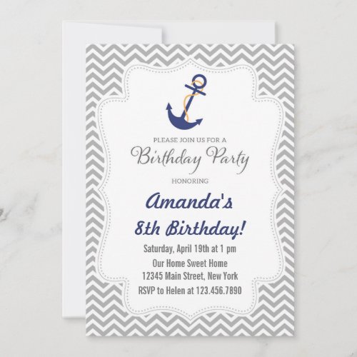 Nautical Anchor Birthday Invitation