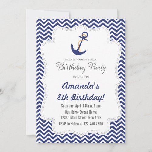 Nautical Anchor Birthday Invitation