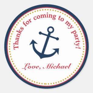 Nautical Anchor Birthday Party Favor Tag Sticker