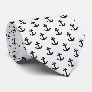 Nautical Anchor Black and White Tie