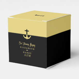 Nautical Anchor - Black Gold - Beach Wedding Favor Boxes