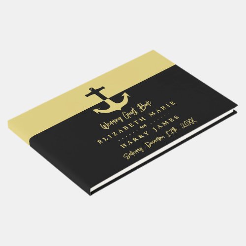 Nautical Anchor _ Black Gold _ Beach Wedding Guest Book