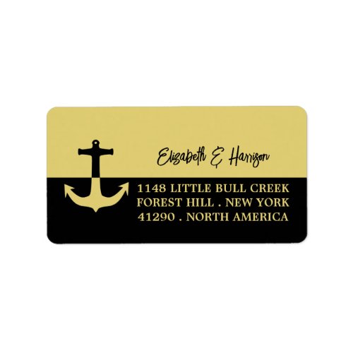 Nautical Anchor _ Black Gold _ Beach Wedding Label