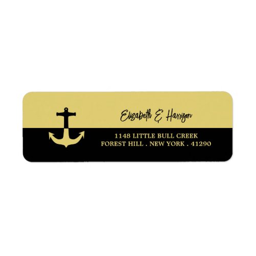 Nautical Anchor _ Black Gold _ Beach Wedding Label