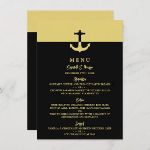 Nautical Anchor - Black Gold - Beach Wedding Menu