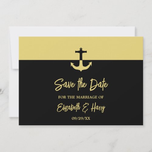 Nautical Anchor _ Black Gold _ Beach Wedding Save The Date