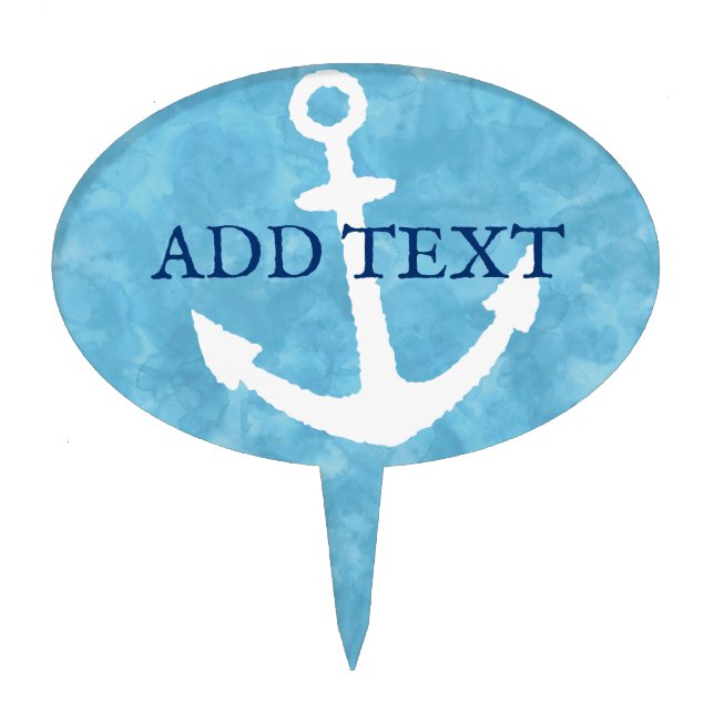 Nautical Anchor Blue Baby Shower Cake Topper (Front)