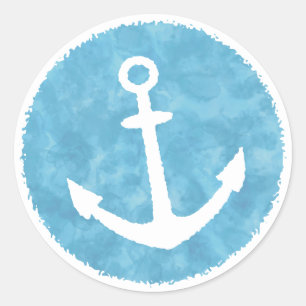 Nautical Anchor Blue Baby Shower Classic Round Sticker
