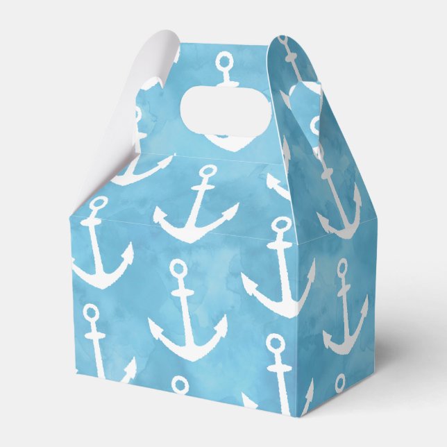 Nautical Anchor Blue Baby Shower Favor Boxes (Front Side)