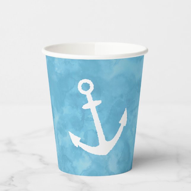 Nautical Anchor Blue Baby Shower Paper Cups (Left)