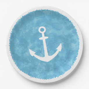 Nautical Anchor Blue Baby Shower Paper Plates