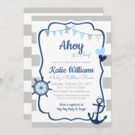 Nautical Anchor Blue Boy Baby Shower Invitation