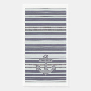 Nautical Anchor Blue Denim Stripe Paper Guest Towels