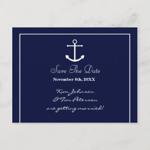 Nautical Anchor Blue Elegant Save Date Postcard