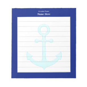 Nautical Anchor & Blue Frame Lined Notepad