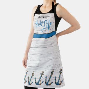 Nautical Anchor Blue Lake Life Family Monogrammed Apron