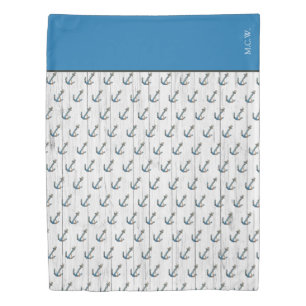 Nautical Anchor Blue Lake Life Monogram Duvet Cover