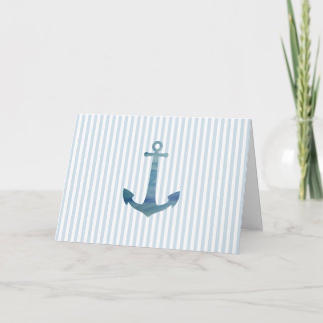 Nautical Anchor Blue Stripe Card (Front)