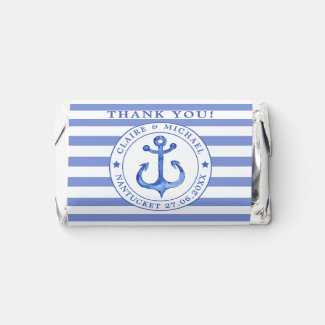 Nautical Anchor Blue Striped - Thank You Wedding  Hershey's Miniatures