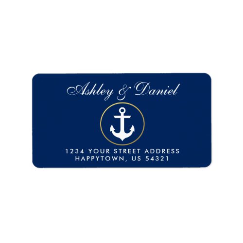 Nautical Anchor Blue Wedding Address Label