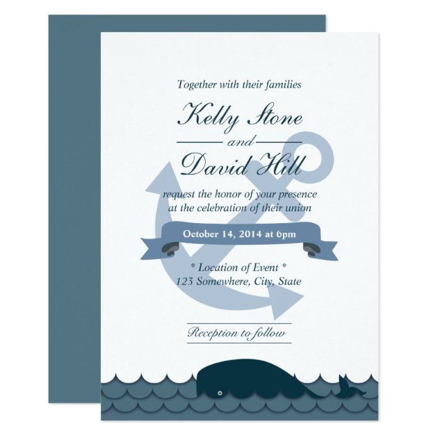Nautical Anchor & Blue Whale Wedding Invitations