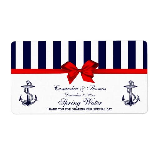 Nautical Anchor Blue White Stripe H Water Label