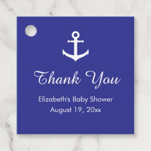 Nautical Anchor Blue White Thank You Baby Shower Favor Tags