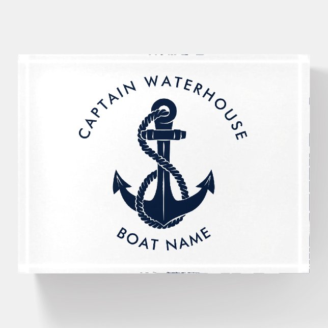 Nautical Anchor Boat Captain Custom Paperweight (Front)