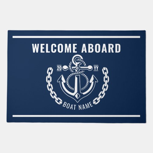 Nautical Anchor Boat  Captain Name Doormat