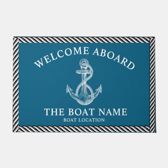 Nautical Anchor Boat & Captain Name, Sailing Gifts Doormat (Front)
